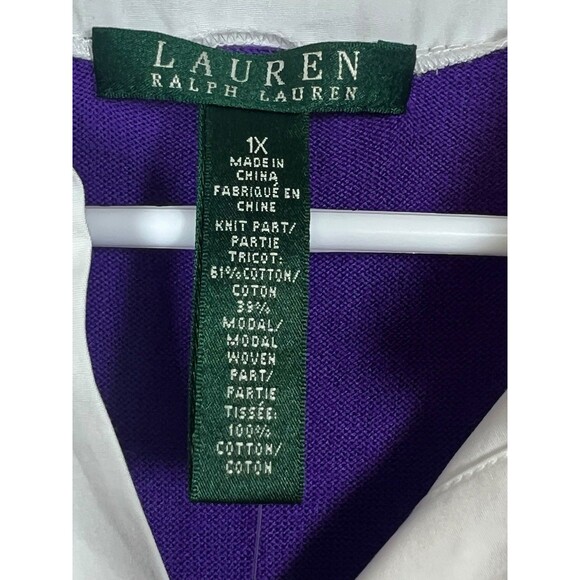 Lauren Ralph‎ Lauren 1X Plus Sweater Tunic Purple V-Neck Knit Top Shirt Hem NWT - Picture 6 of 11